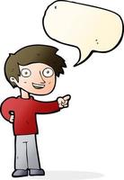 cartoon man pointing with speech bubble vector