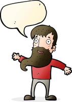 cartoon man with beard waving with speech bubble vector