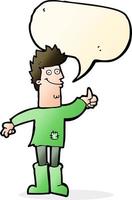 cartoon positive thinking man in rags with speech bubble vector