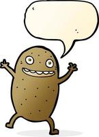 cartoon happy potato with speech bubble vector