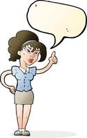 cartoon woman with idea with speech bubble vector