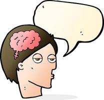 cartoon head with brain symbol with speech bubble vector