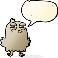 pájaro de divertidos dibujos animados con burbujas de discurso vector