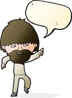 cartoon bearded man pointing and laughing with speech bubble vector