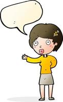 cartoon waving woman with speech bubble vector