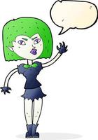 cartoon pretty vampire girl with speech bubble vector