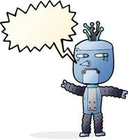 cartoon waving robot with speech bubble vector