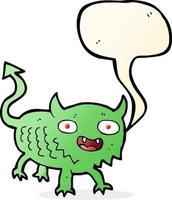 cartoon little demon with speech bubble vector