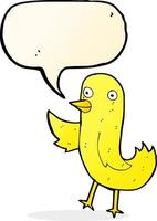 funny cartoon bird with speech bubble vector