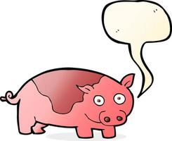 cartoon pig with speech bubble vector
