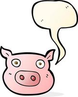 cartoon pig face with speech bubble vector