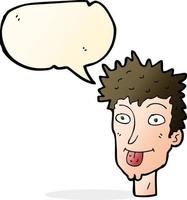 cartoon man sticking out tongue with speech bubble vector