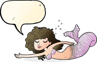 cartoon mermaid with speech bubble vector