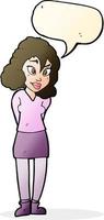 cartoon confused woman with speech bubble vector