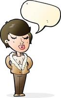 cartoon cool relaxed woman with speech bubble vector