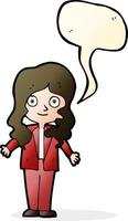 cartoon friendly business woman with speech bubble vector