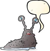 cartoon gross slug with speech bubble vector