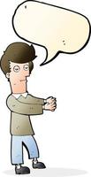 cartoon bored man showing the way with speech bubble vector