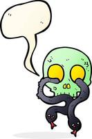 cartoon skull with snakes with speech bubble vector