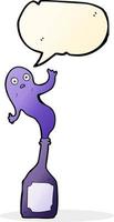 cartoon ghost in bottle with speech bubble vector