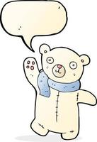 cute cartoon polar teddy bear with speech bubble vector