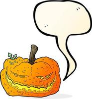 cartoon halloween pumpkin with speech bubble vector