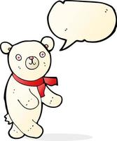 lindo oso de peluche polar de dibujos animados con burbujas de discurso vector