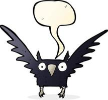 cartoon spooky bird with speech bubble vector