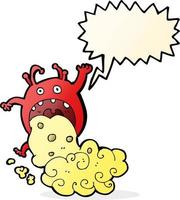 cartoon gross monster being sick with speech bubble vector