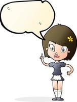 cartoon pretty maid with speech bubble vector