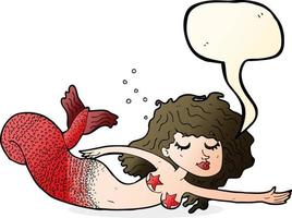 cartoon mermaid with speech bubble vector