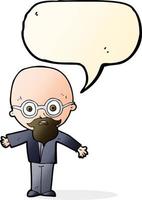 cartoon genius scientist with speech bubble vector