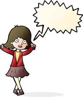 cartoon happy girl with speech bubble vector