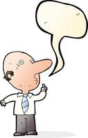 cartoon bald man asking question with speech bubble vector