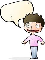 cartoon excited boy with speech bubble vector