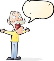 cartoon stressed old man with speech bubble vector