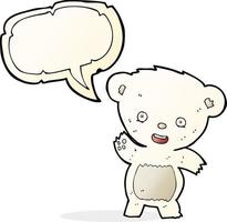 cartoon waving polar bear with speech bubble vector