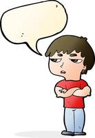 cartoon annoyed boy with speech bubble vector