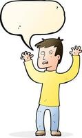 cartoon terrified man with speech bubble vector