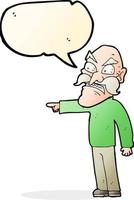 cartoon furious old man with speech bubble vector