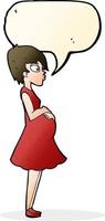 cartoon pregnant woman with speech bubble vector