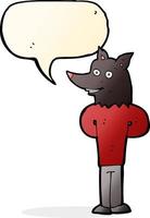 cartoon wolf man with speech bubble vector