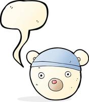 cartoon polar bear cub wearing hat with speech bubble vector