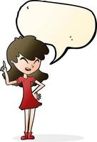 cartoon girl making point with speech bubble vector