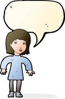 cartoon cautious woman with speech bubble vector