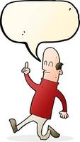 cartoon bald man with idea with speech bubble vector