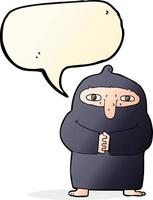cartoon monk in robe with speech bubble vector