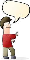 cartoon man gesturing with speech bubble vector
