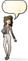 cartoon pretty woman  with speech bubble vector