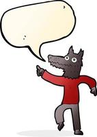 cartoon wolf man with speech bubble vector